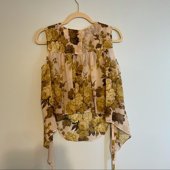 Robert Rodriguez Floral Print Drape Back Silk Top - Picture 5 of 7